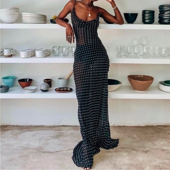 Rat & Boa Dresses & Skirts - Rat & Boa GISELE AXI MAXI SILK DRESS Black and White Polka Dot